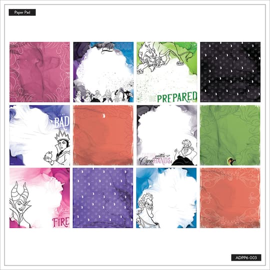 The Happy Planner® Disney© Villans 6" x 6" Scrapbooking Paper Pad, 24 Sheets